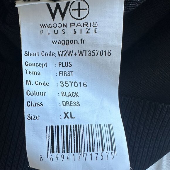 Waggon Paris Black & Gray Chevron Pattern Plus Size Sweater Dress 14 / XL NWT - Picture 9 of 12